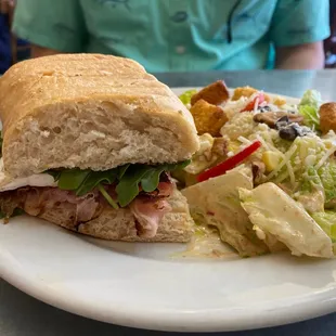 Ham &amp; Jam sandwich with a side of Texas Cesars Salad