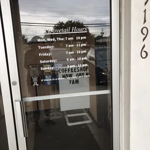 the front door of a coffee shop