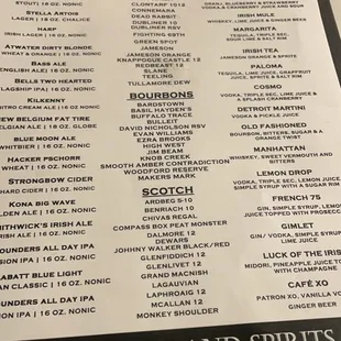 menu