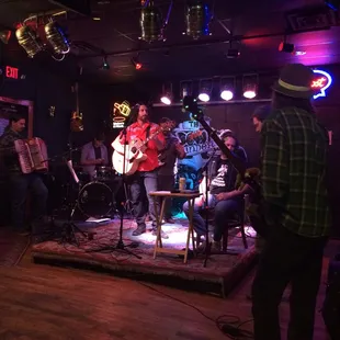 a band playing on stage