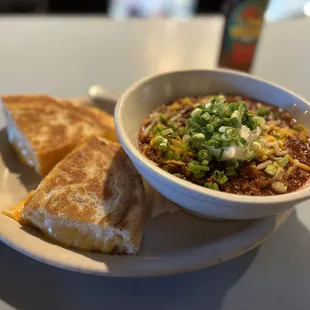 Chili with grilled cheese delicious!