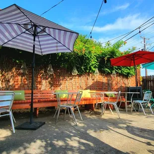 The famed outdoor patio at The Downing, a bit before Happy Hour.