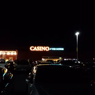 Parking lot, looking at the casino. Dark much?