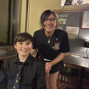 a woman and a young boy