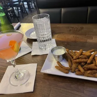 Fried green beans with wasabi ranch