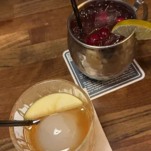 Cranberry mule and apple cider cocktail
