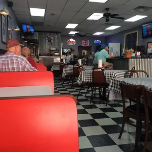 Inside view - booths, tables, and counter