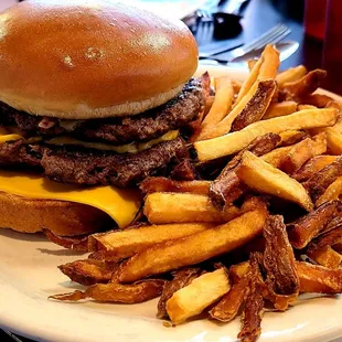 Double Cheese Burger and Handcut Fries