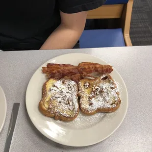 French toast with pecans and bacon