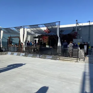 From across the courtyard