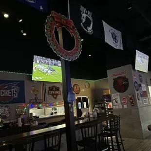 a bar with a lot of seating