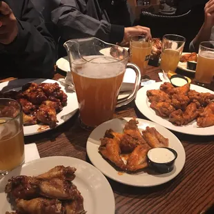 a table full of food and drinks