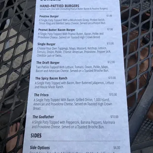 Menu for Cincy Burger Week