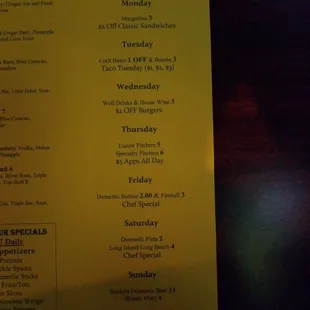 menu