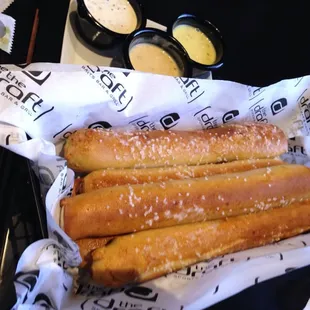 a basket of pretzels