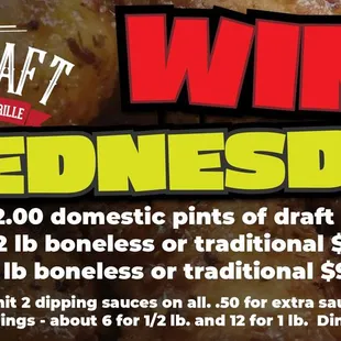 a flyer for wings wednesday