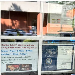 New Hours and Menu - July /23