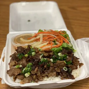Charbroil pork over rice plate
