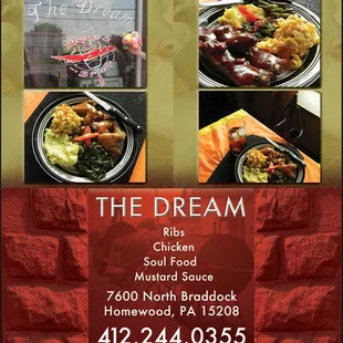 the menu for the dream bbq