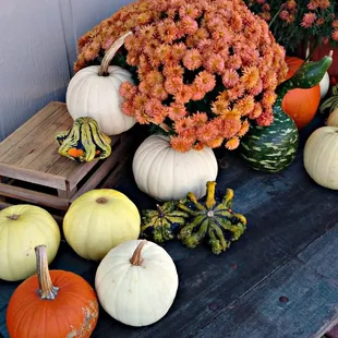 Autumn display outside the restaurant.
