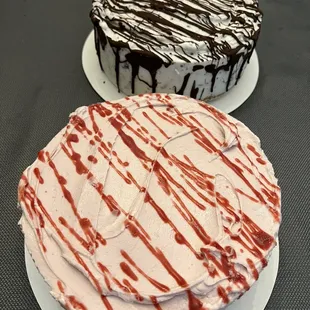 Vegan ice cream cake (strawberry and peppermint chip) - both delicious!