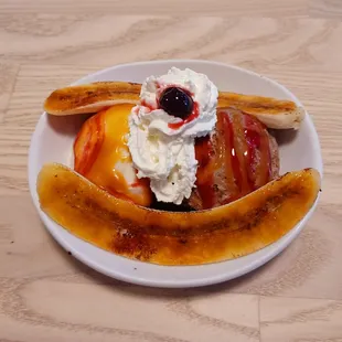 The Split - a banana split that evokes the feeling of a New Orleans Bananas Foster.