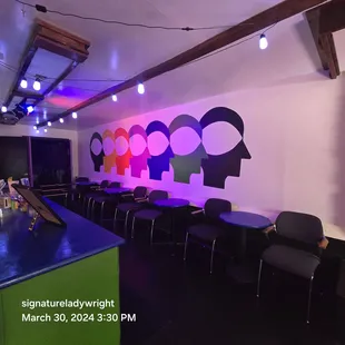 Small quaint eating  area to socialize before the movie.