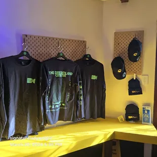 Logo T-shirts with hats and beanies.