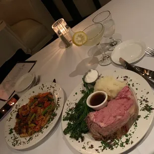 Pasta Primavera and prime rib