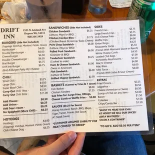 Food menu