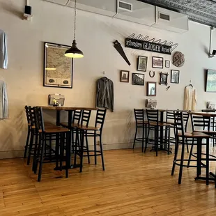 tables and chairs in a restaurant
