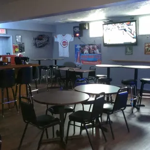 tables, chairs, and televisions