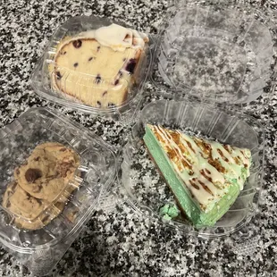 Chocolate chip cookies  Lemon blueberry pound cake  Key lime cheesecake