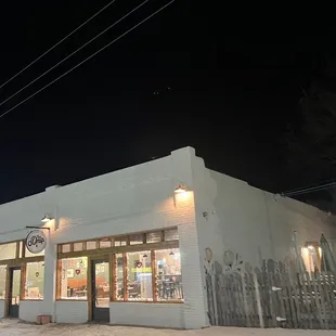 Festive decorations for Valentines Day are hanging in the windows; we look forward to returning and sitting outside when the snow is gone!