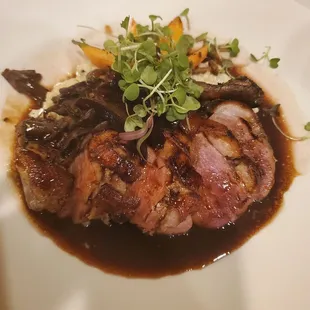 The duck with blood orange and mushroom risotto