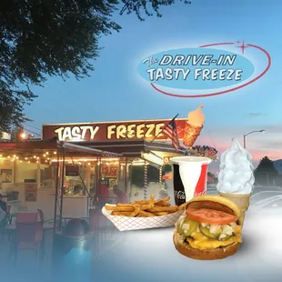 Burers, fries and Ice cream