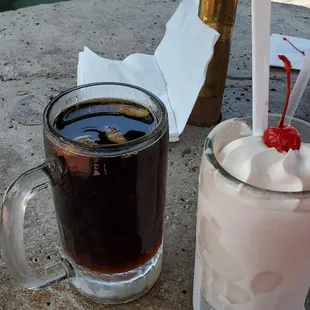 two beverages on a table