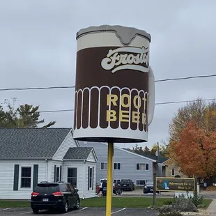 a sign for a root beer