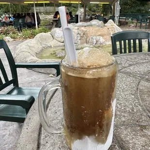 Large root beer float in a frosted glass! Definitely get this!