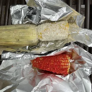 a grilled corn on the grill