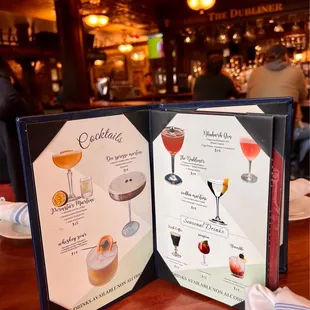 Cocktail menu