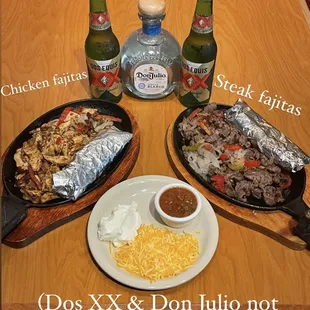 Steak or chicken fajitas special every tuesday
