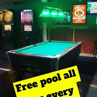 Free pool every Tuesday