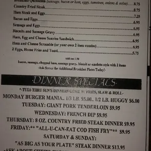 the menu