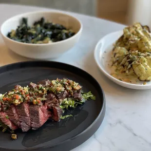 Butcher Steak, Roasted Cauliflower, Braised Kale