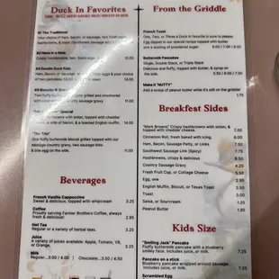 Breakfast menu Jan 2024