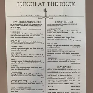 Lunch menu