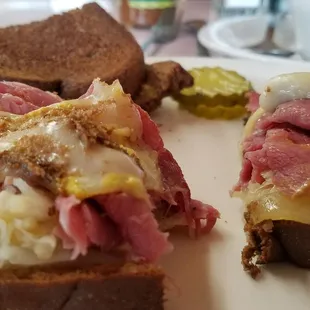 Rueben with top pc off...could use some real mustard and more meat but it was fresh.