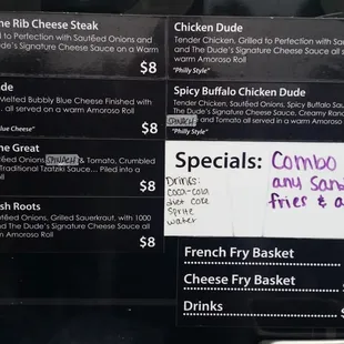 Dude and his food menu