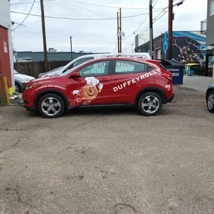 a car parked in a parking lot